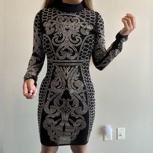 Mockneck long sleeve midi dress